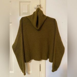 Olive Green Turtleneck Knit Sweater